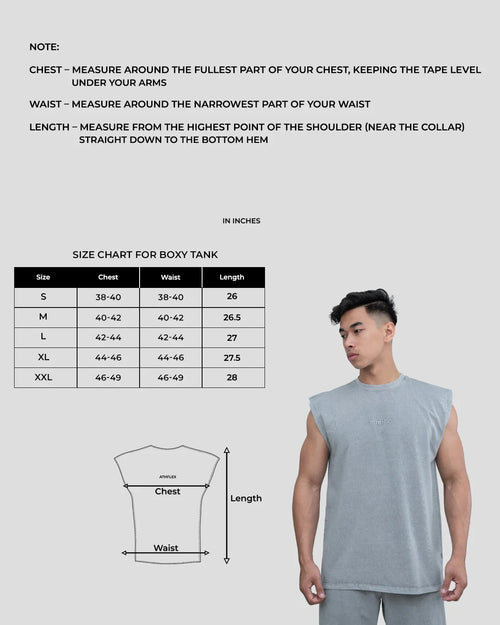 Athflex - Acid Wash Boxy Tank - Cloud Grey