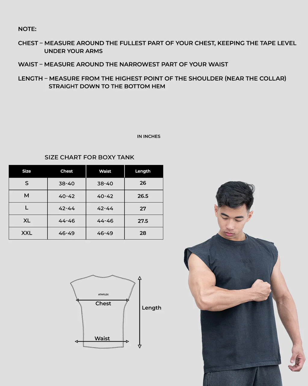 Athflex - Acid Wash Boxy Tank - Charcoal Fade