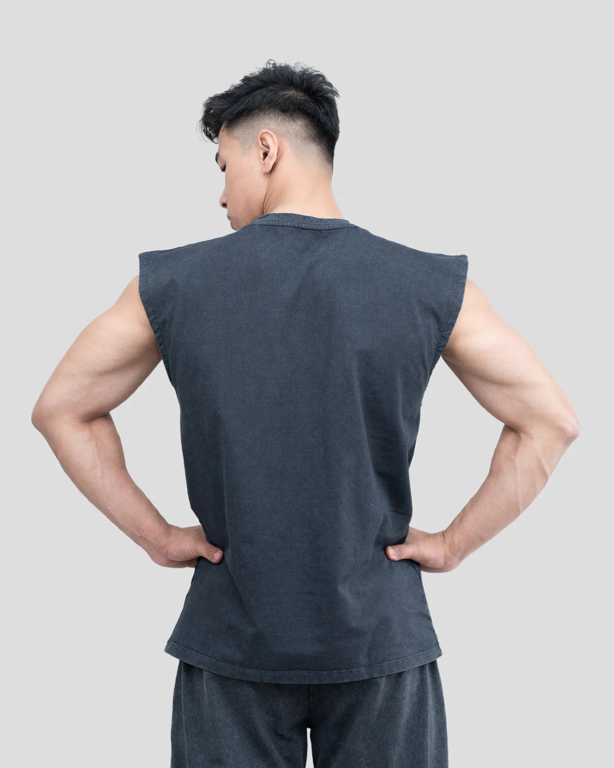 Athflex - Acid Wash Boxy Tank - Charcoal Fade