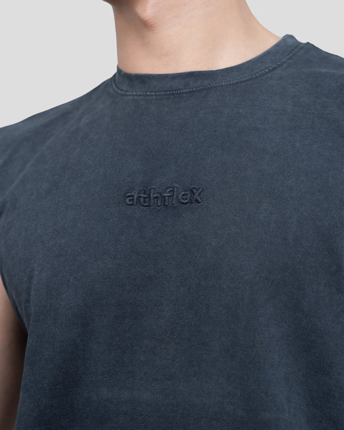 Athflex - Acid Wash Boxy Tank - Charcoal Fade