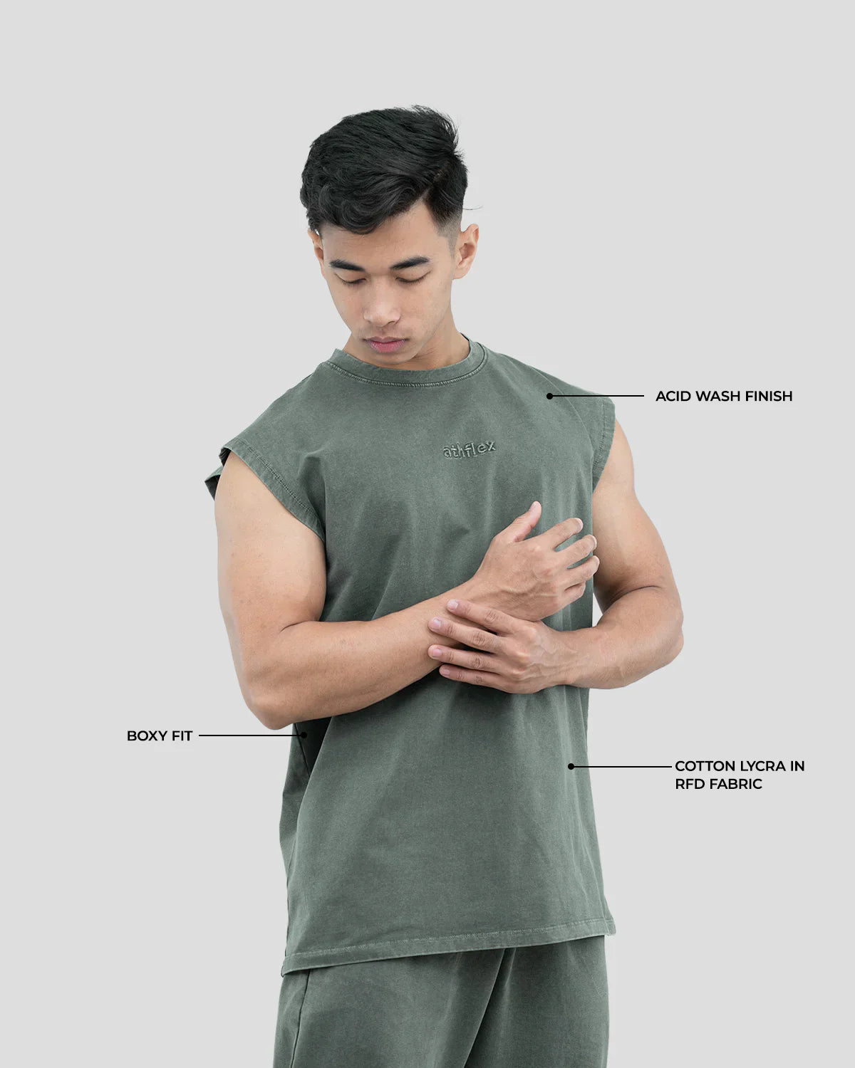 Athflex - Triblade Acid Wash Tank - Ash Green