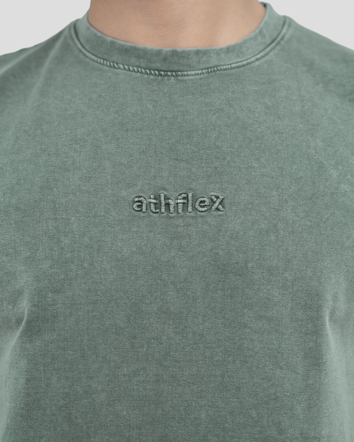 Athflex - Acid Wash Boxy Tank - Ash Green