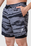 Fuaark 2 in 1 Printed Compression Shorts Olive