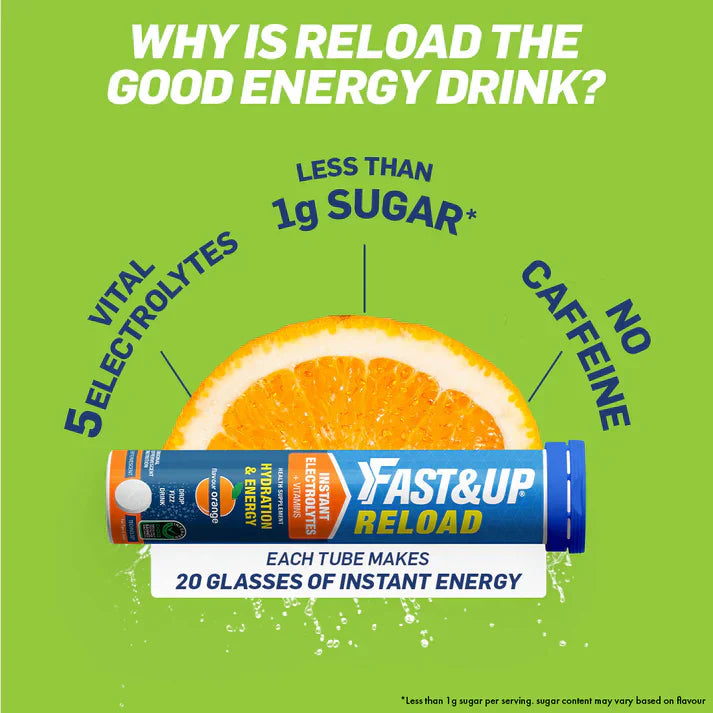 Fast & Up - Reload Lime & Lemon 20's Tube + Energy Gel Lime & Lemon Caffeinated 5x30gm Pack