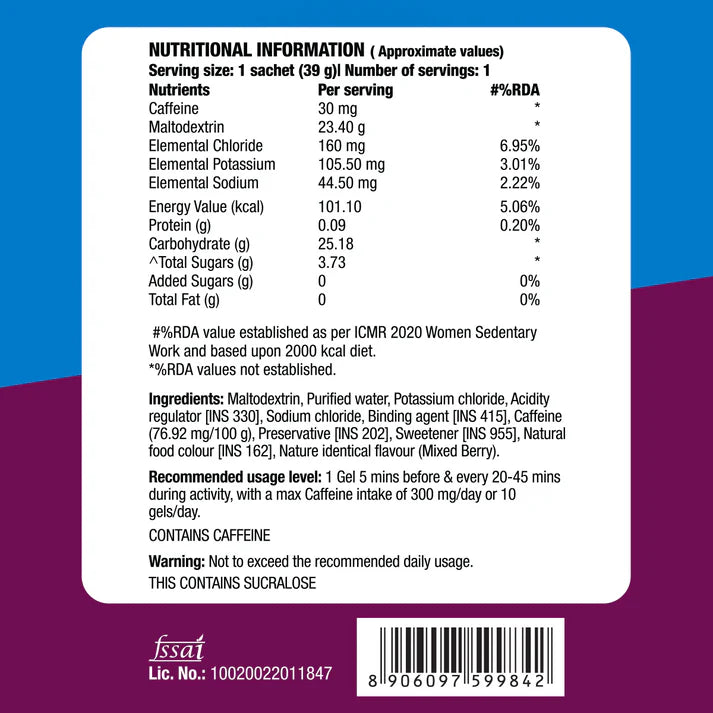 Fast & Up - Energy Gel - Caffeinated - Mixed Berry - 6 Gels