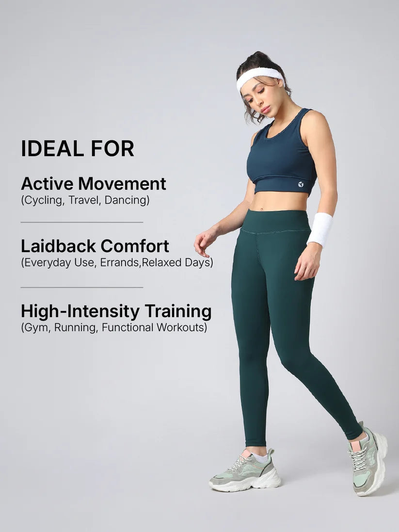TECHNOSPORTS - Women Solid Slim Fit Tights - Gulf Coast B