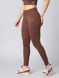TECHNOSPORTS - Women Solid Slim Fit Tights - Chocolate