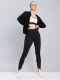 TECHNOSPORTS - Women Solid Slim Fit Tights - Black