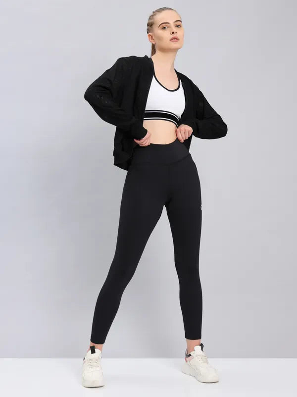 TECHNOSPORTS - Women Solid Slim Fit Tights - Black