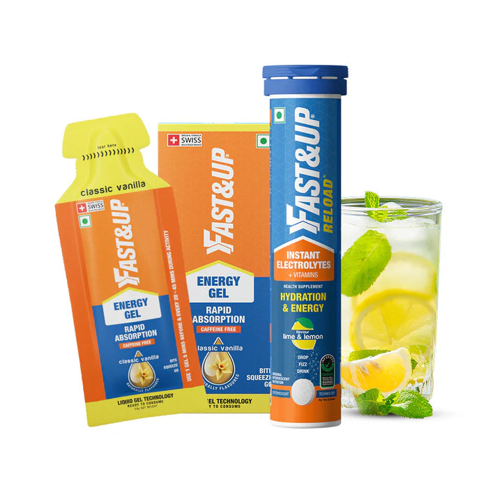 Fast & Up - Reload Lime & Lemon 20's Tube + Energy Gel Lime & Lemon Caffeinated 5x30gm Pack