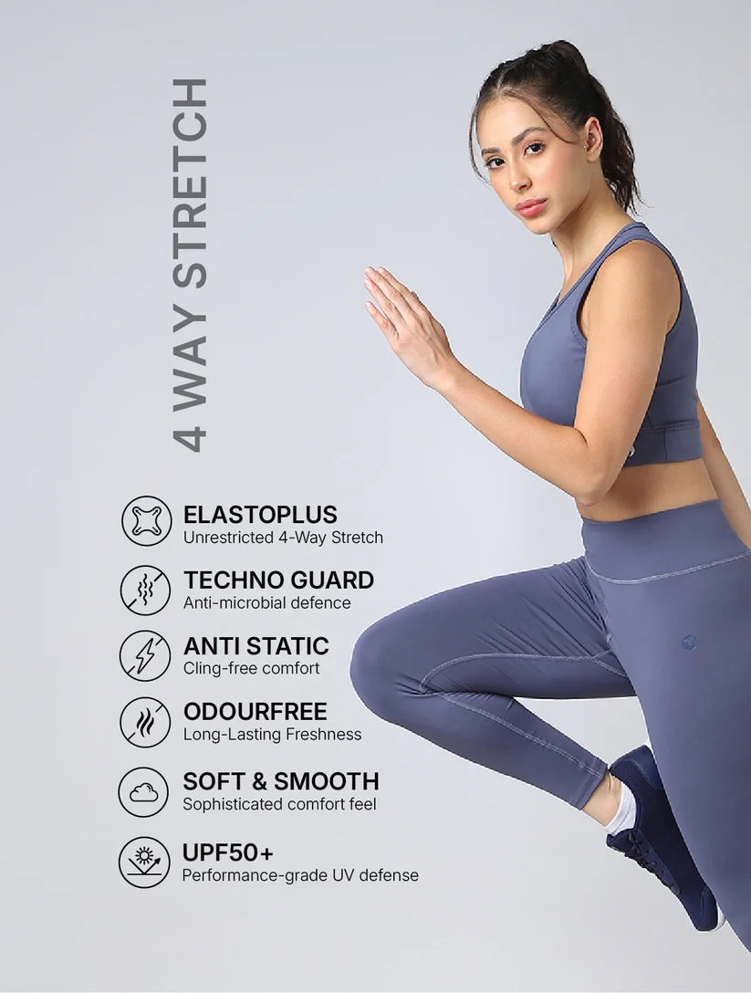 TECHNOSPORTS - Women Solid Slim Fit Tights - Vintage Indigo