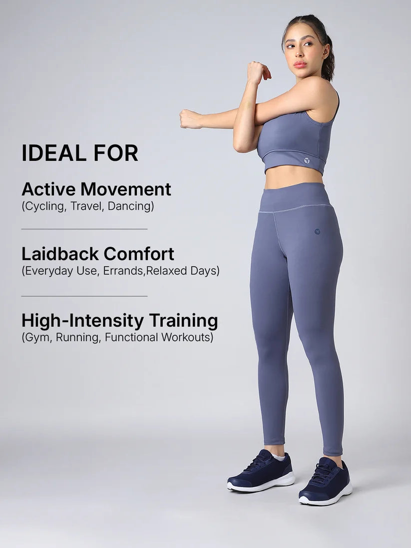 TECHNOSPORTS - Women Solid Slim Fit Tights - Vintage Indigo