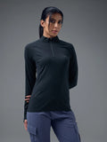 TECHNOSPORT Women Solid High Neck Polyester - Navy Blue