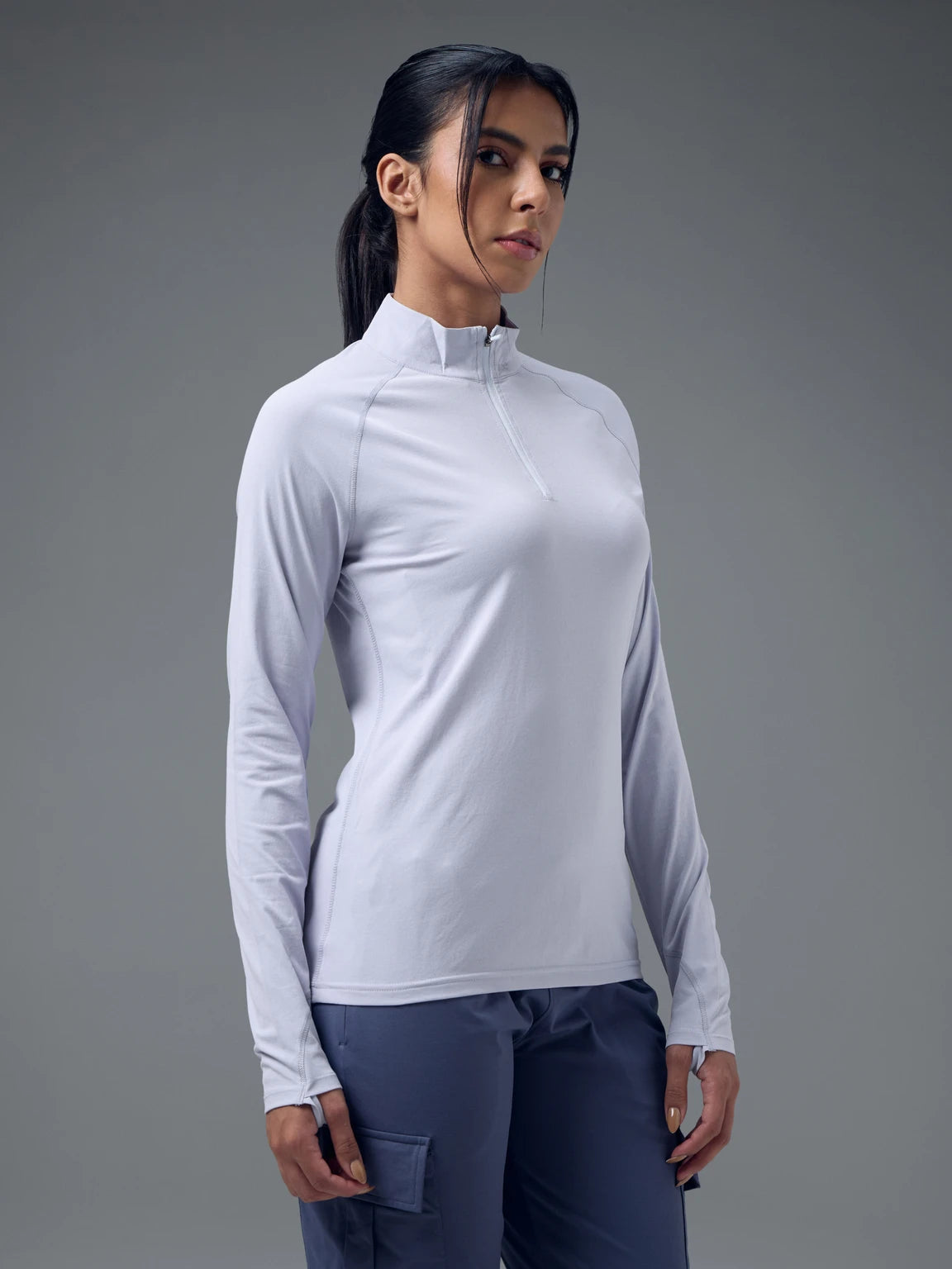 TECHNOSPORT Women Solid High Neck Polyester - Heather