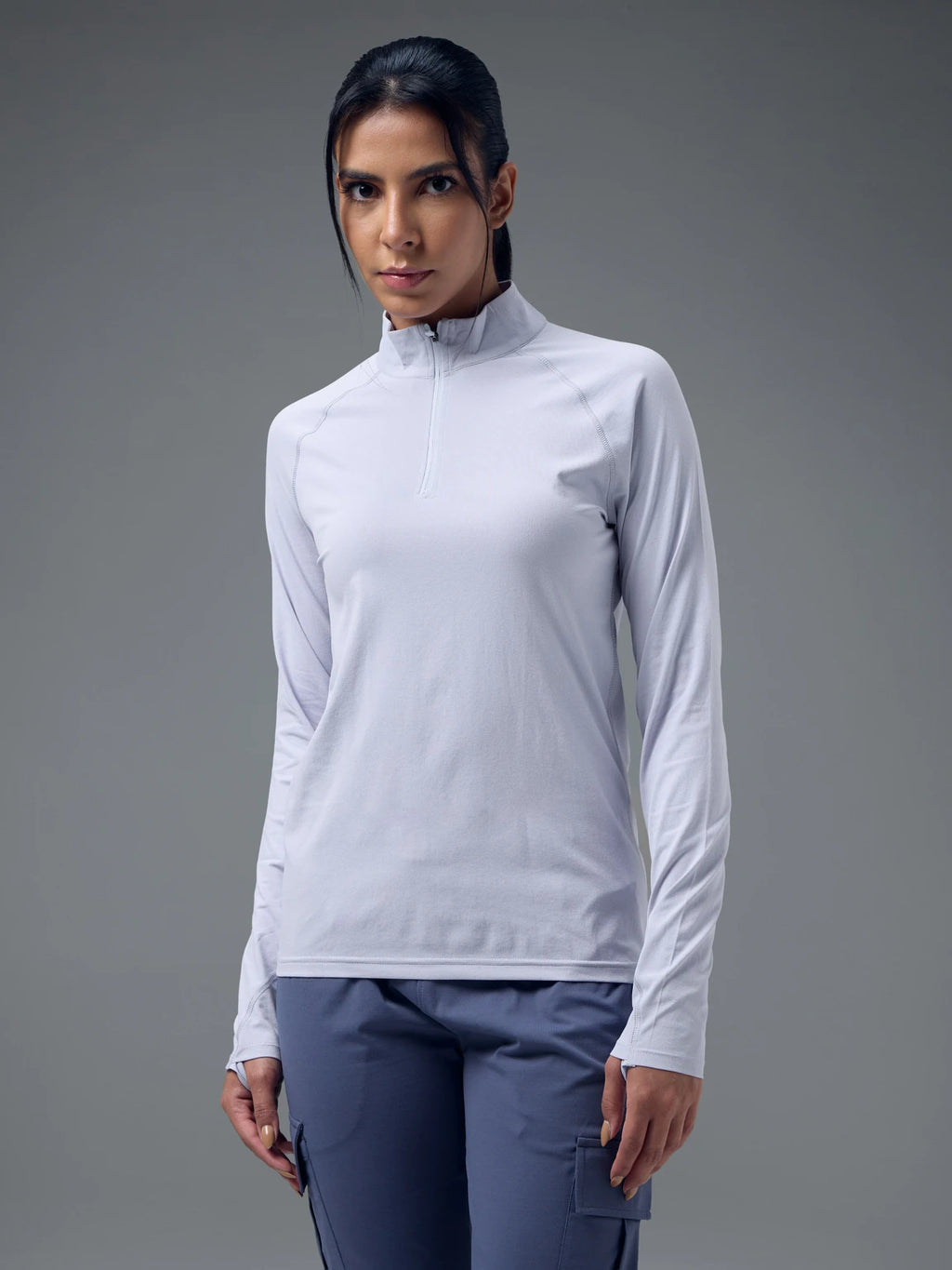TECHNOSPORT Women Solid High Neck Polyester - Heather