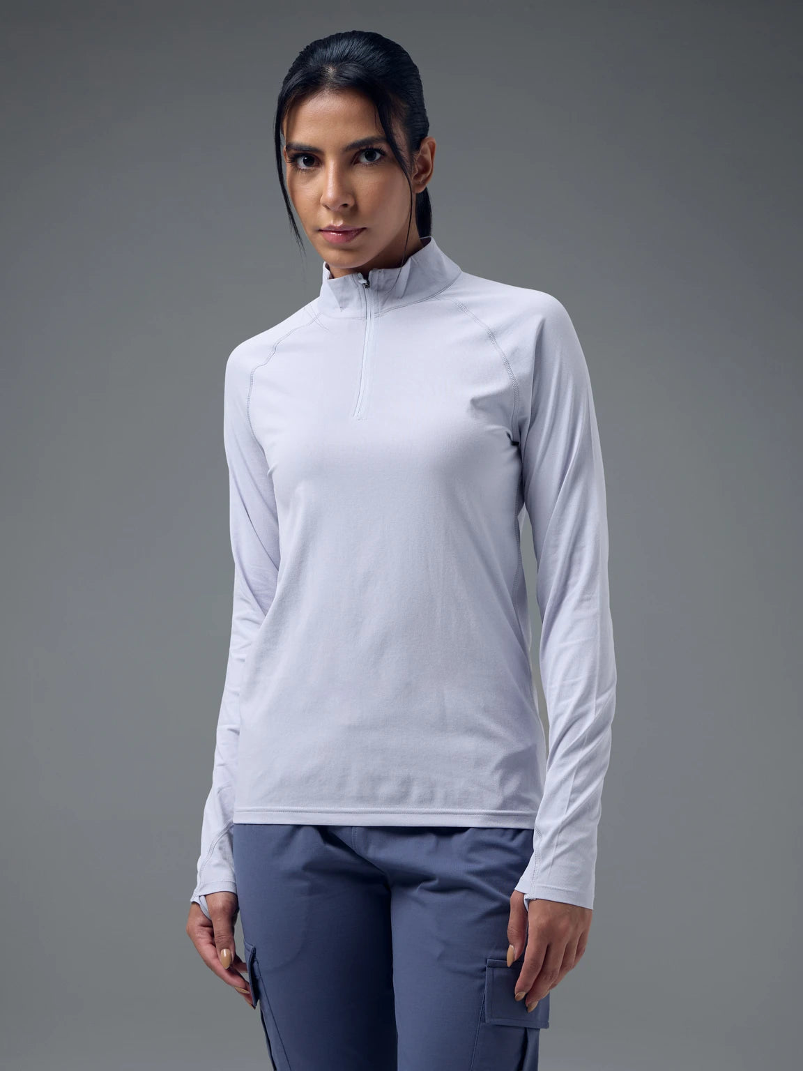 TECHNOSPORT Women Solid High Neck Polyester - Heather