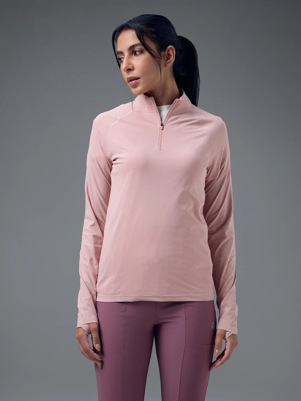 TECHNOSPORT Women Solid High Neck Polyester - Pink