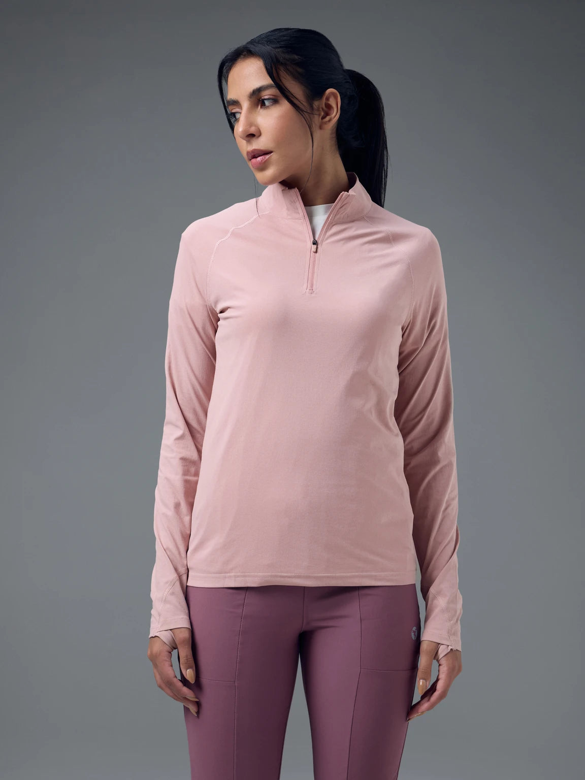 TECHNOSPORT Women Solid High Neck Polyester - Pink