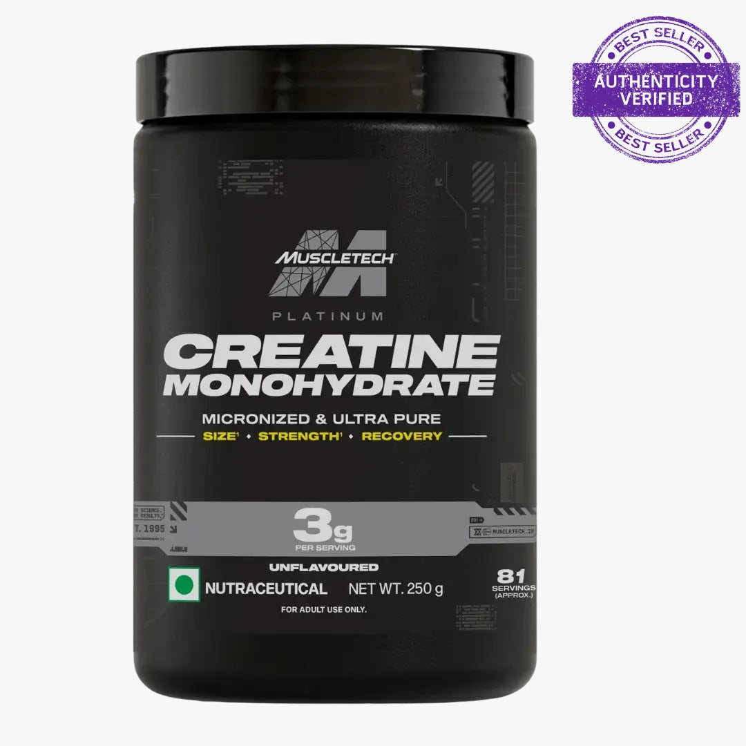MuscleTech Platinum 100% Creatine - 250 gm (0.55 Lb), Unflavoured