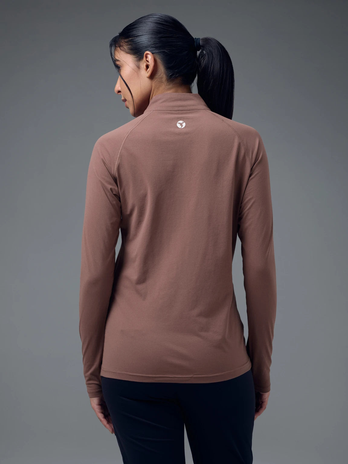 TECHNOSPORT Women Solid High Neck Polyester - Ox Blood Red